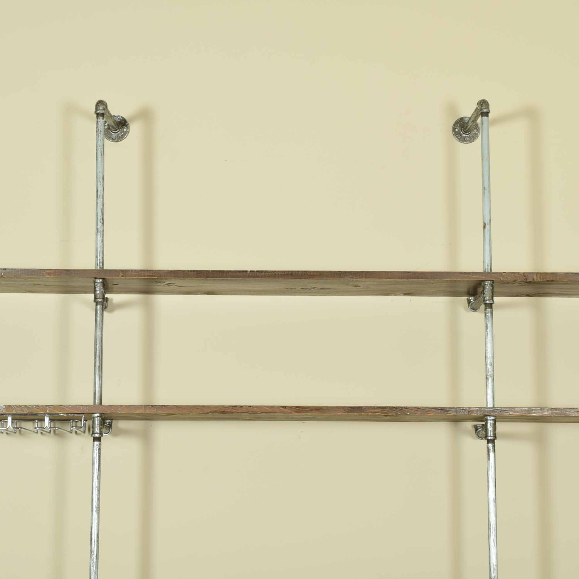 Industrial Pipe and Wood 9' Wall Shelving Unit