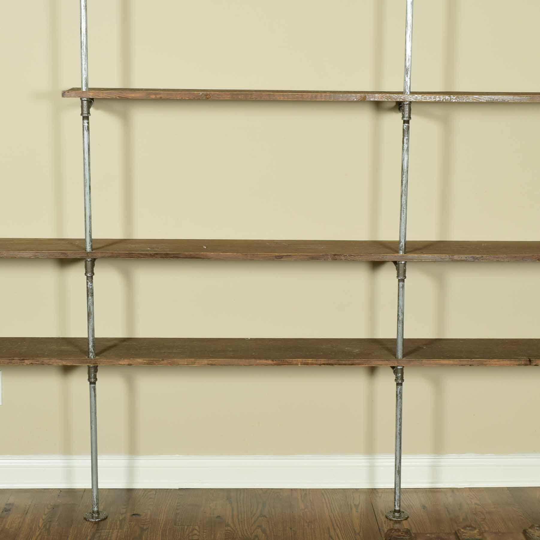 Industrial Pipe and Wood 9' Wall Shelving Unit