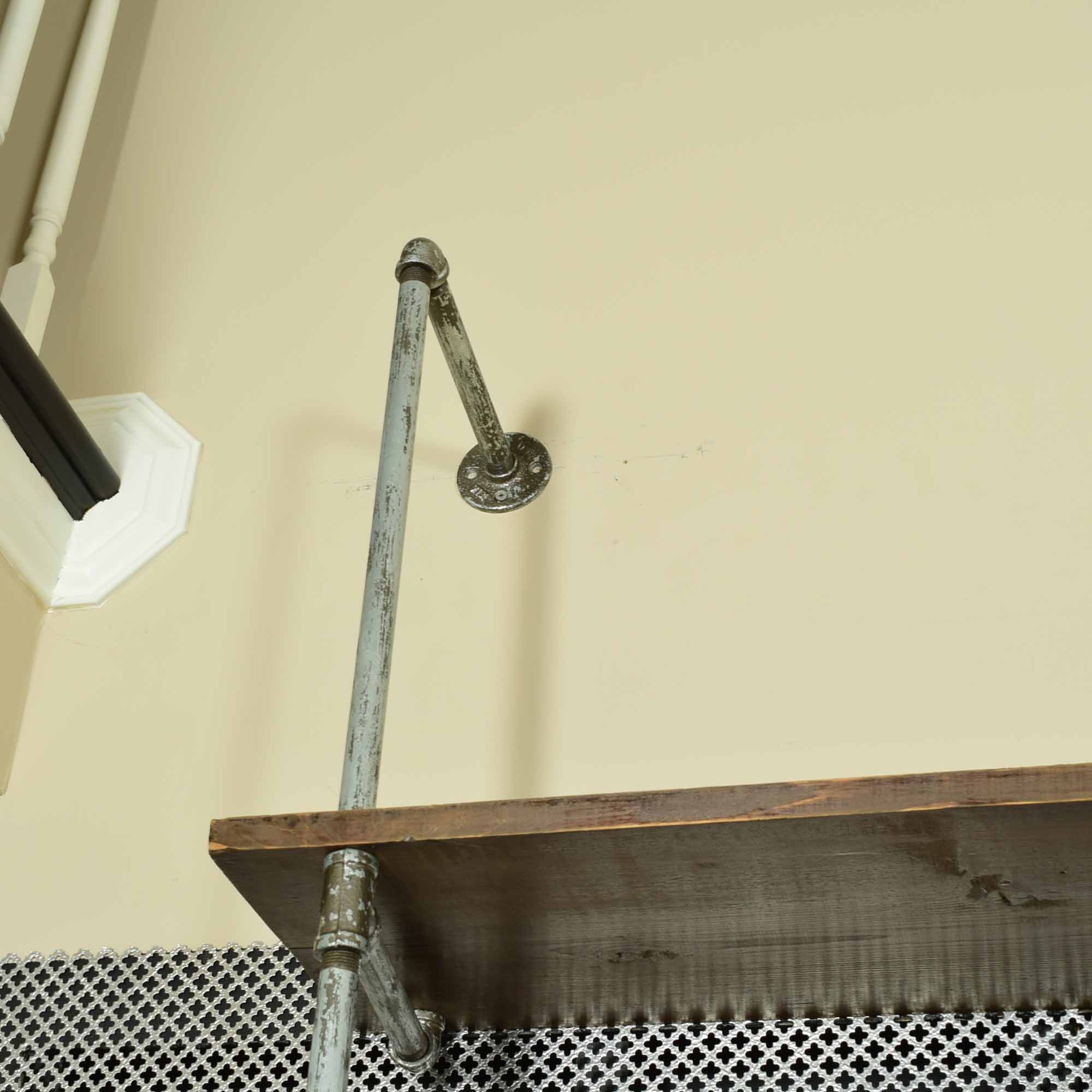 Industrial Pipe and Wood 9' Wall Shelving Unit