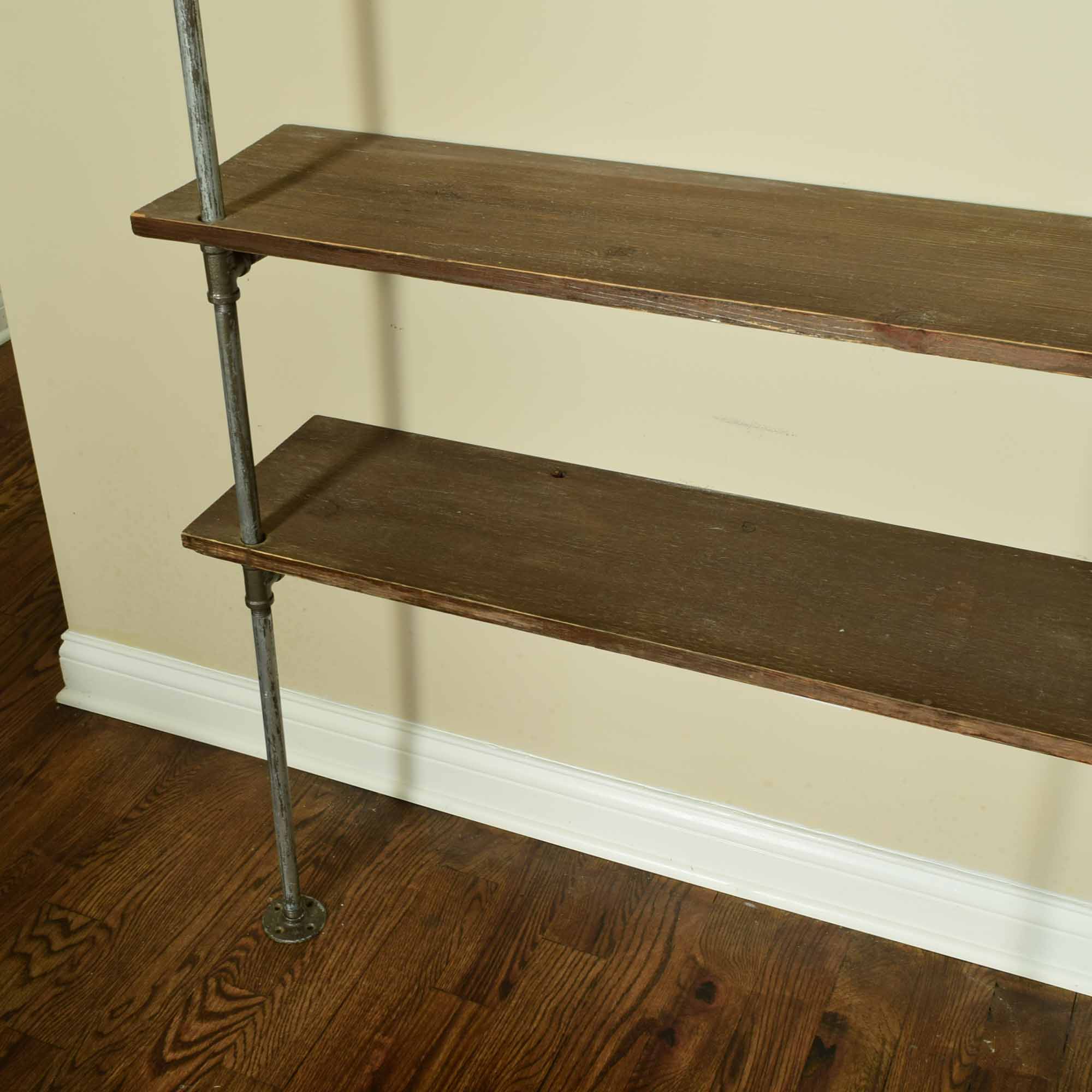 Industrial Pipe and Wood 9' Wall Shelving Unit