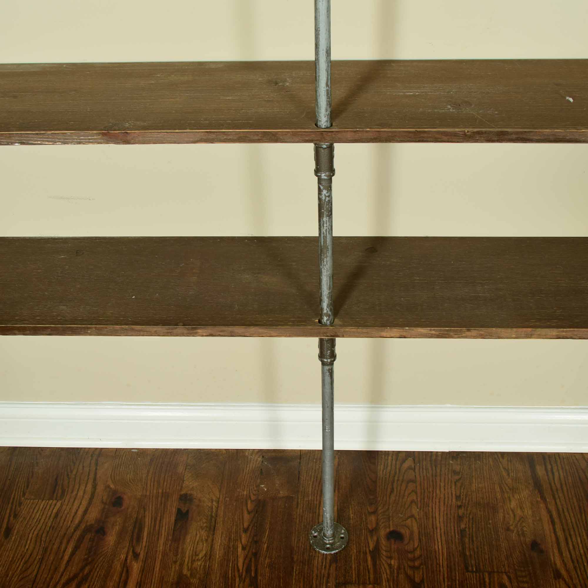 Industrial Pipe and Wood 9' Wall Shelving Unit