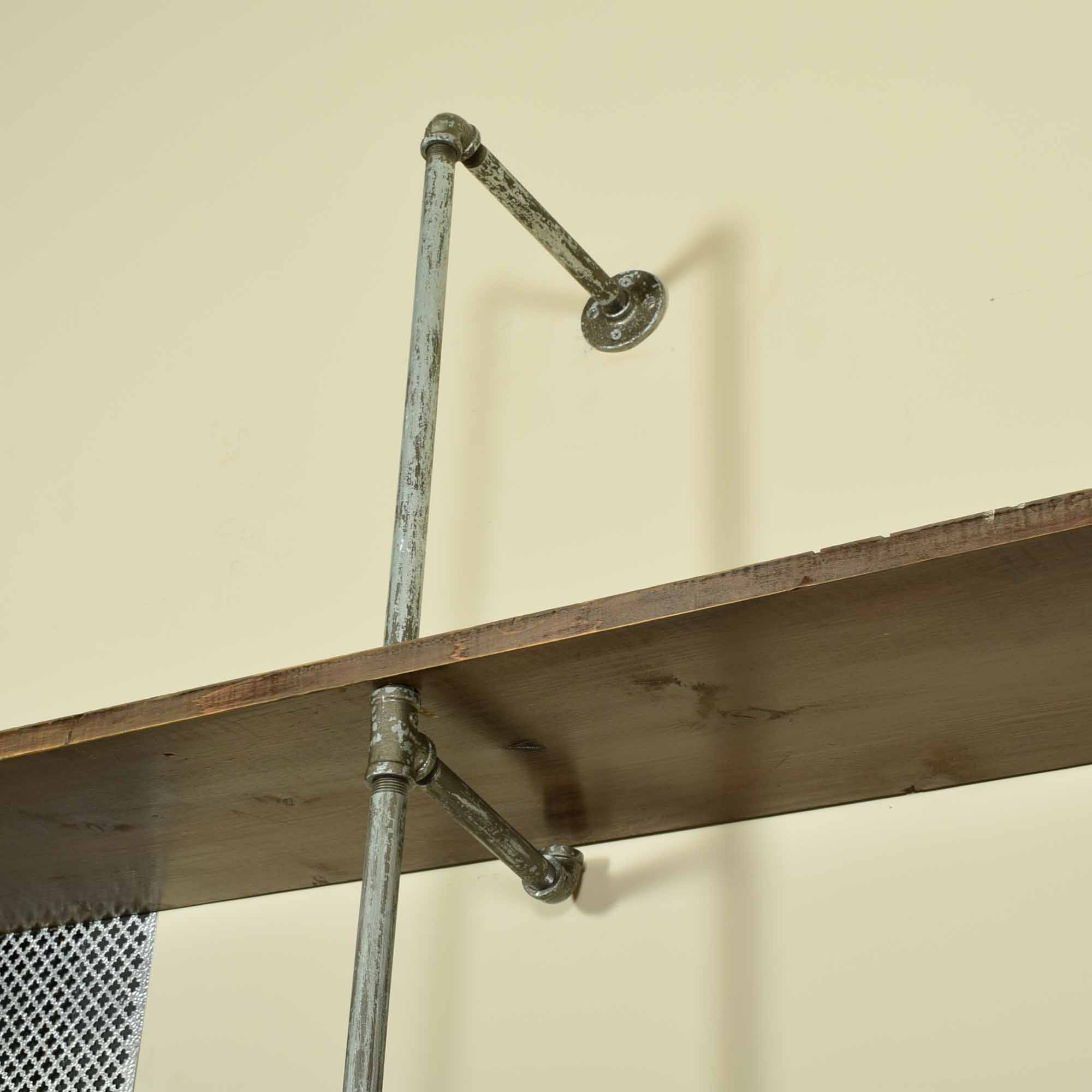 Industrial Pipe and Wood 9' Wall Shelving Unit