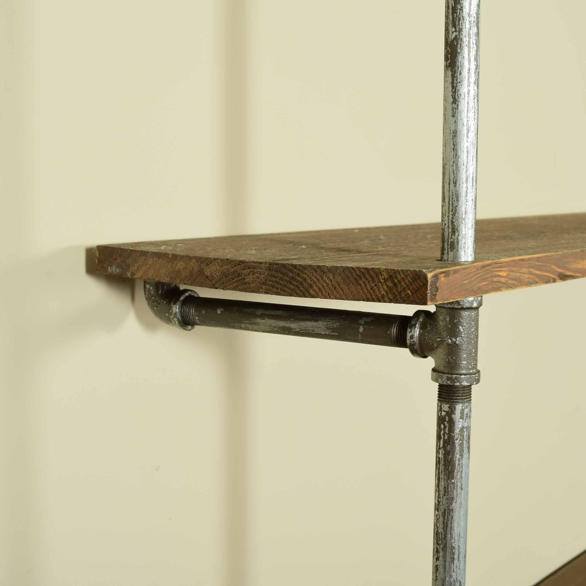 Industrial Pipe and Wood 9' Wall Shelving Unit