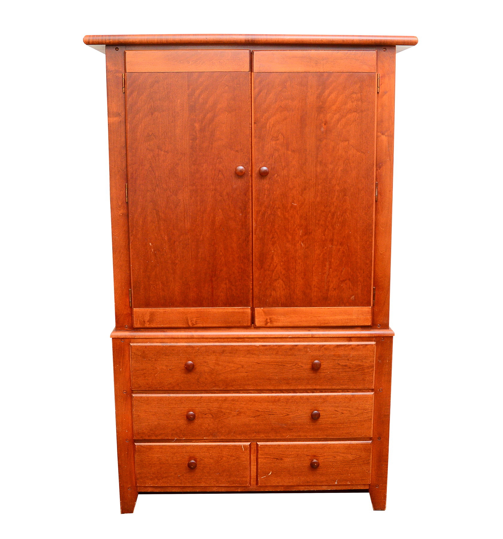 Modern Cherry Linen Press Entertainment Cabinet