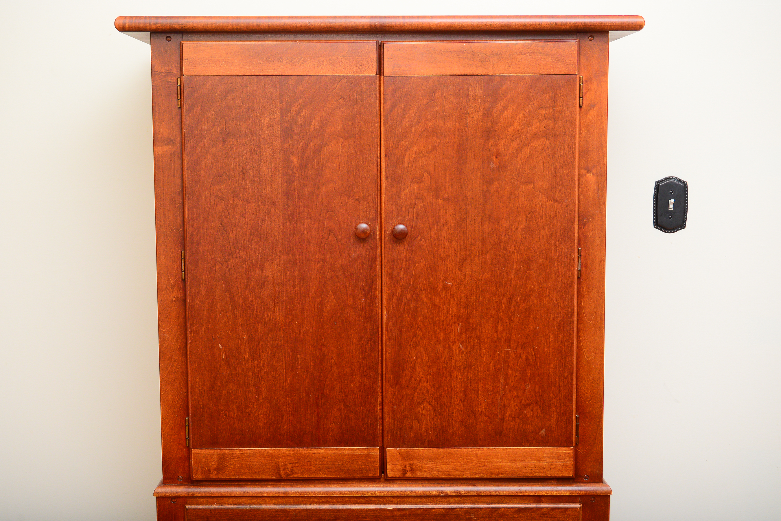 Modern Cherry Linen Press Entertainment Cabinet