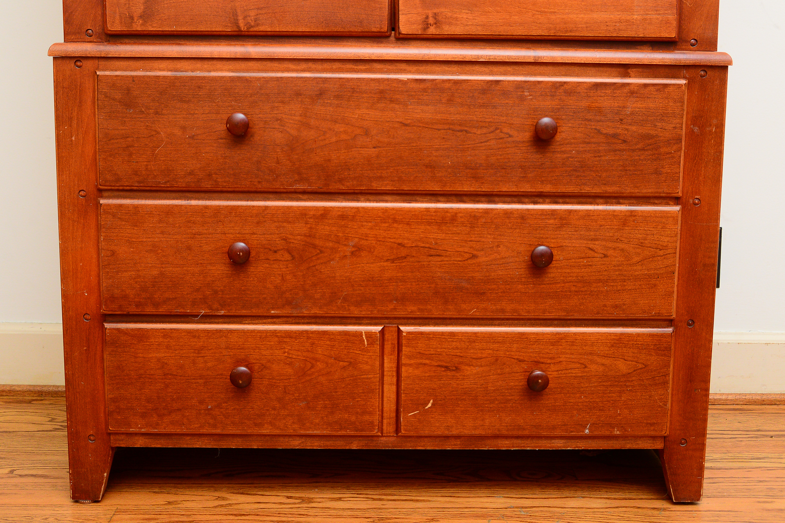 Modern Cherry Linen Press Entertainment Cabinet