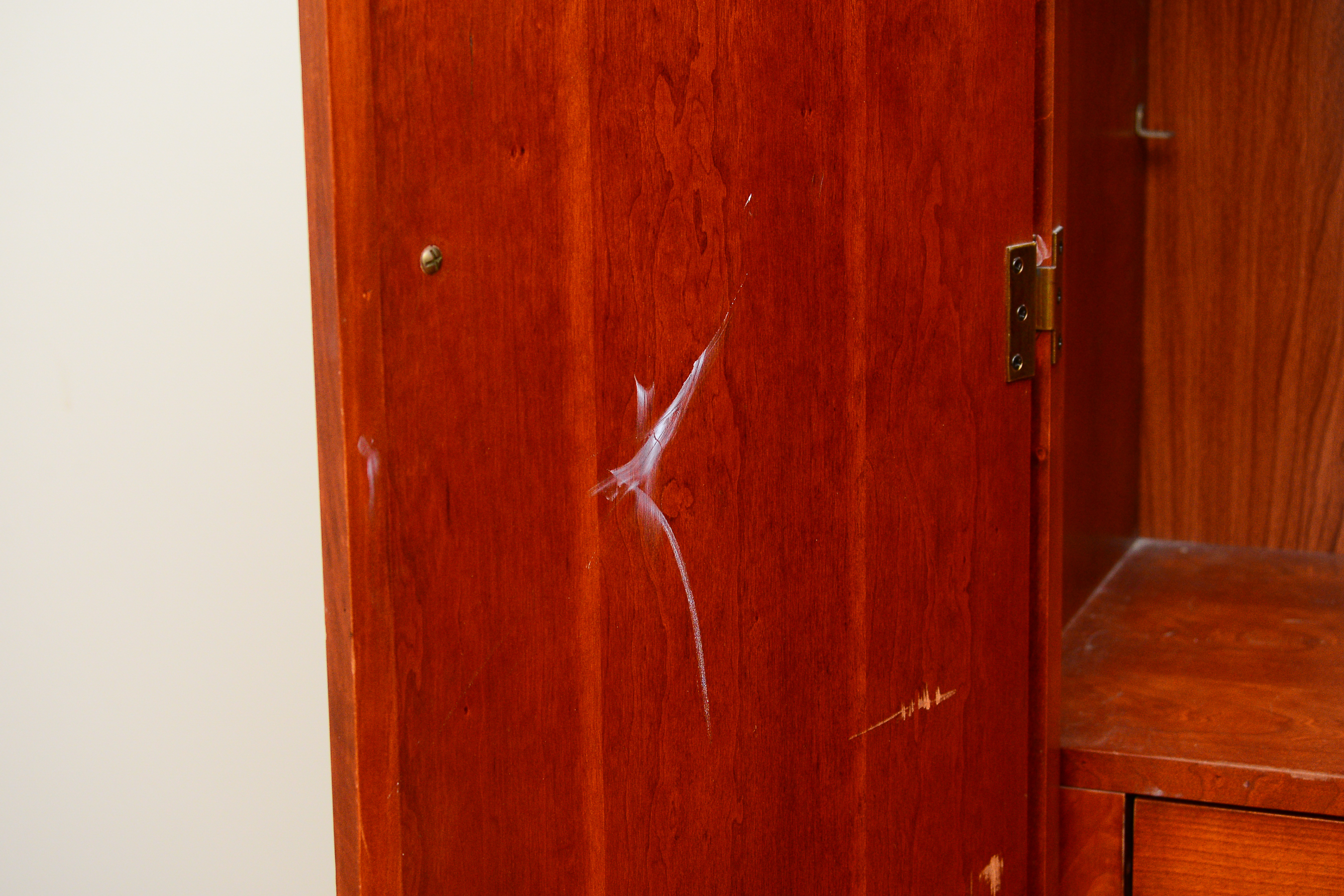 Modern Cherry Linen Press Entertainment Cabinet