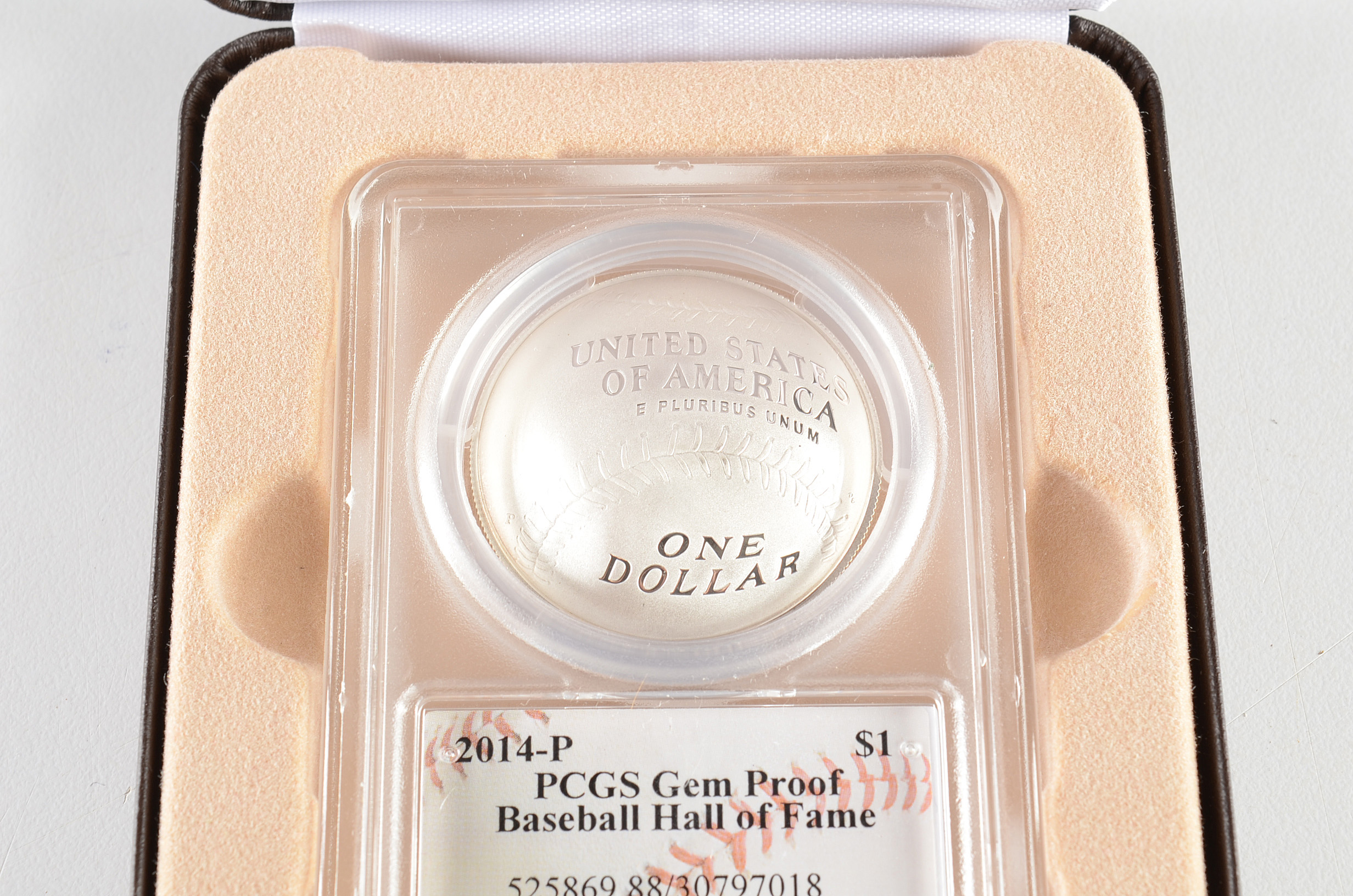 Graded Gem Proof (By PCGS) 2014 Baseball Hall of Fame Commemorative Silver Dollar