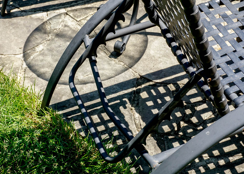 Outdoor Lounge Chairs and Glass Top Accent Table