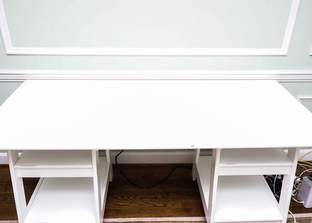 White Double Trestle Writing Desk
