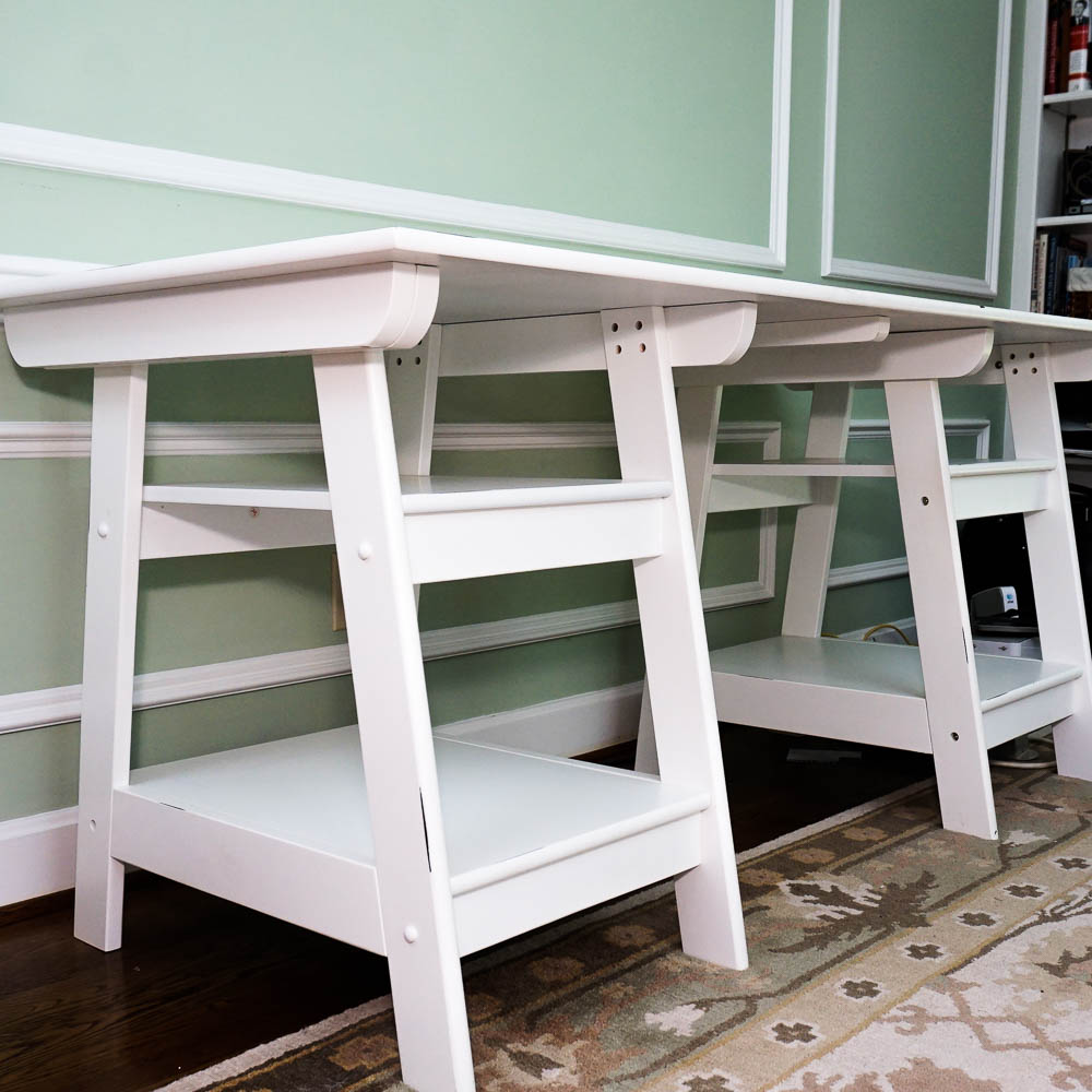 White Double Trestle Writing Desk