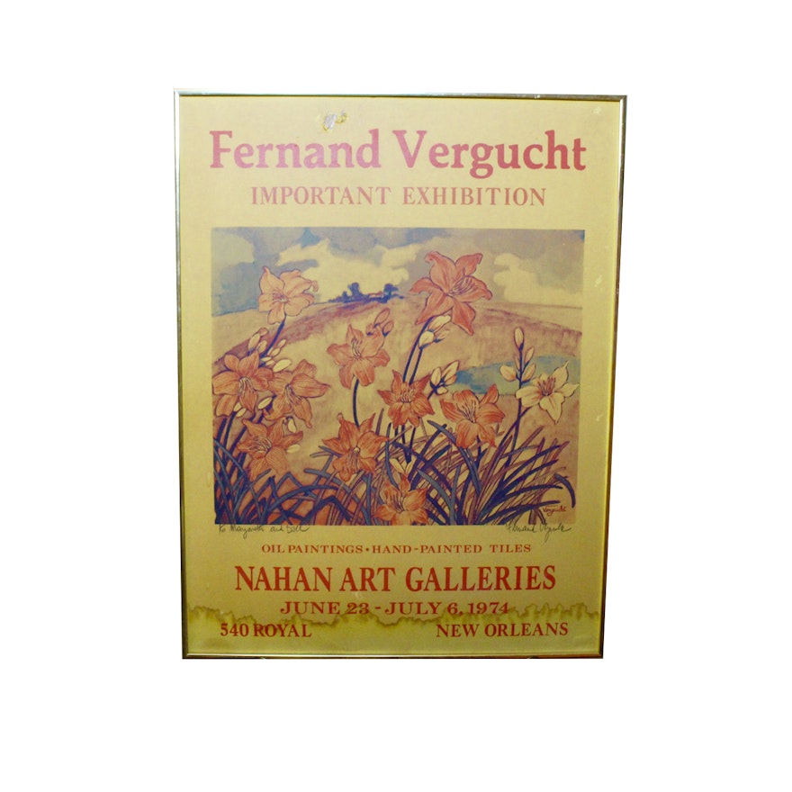 Signed Fernand Vergucht Exhibition Poster