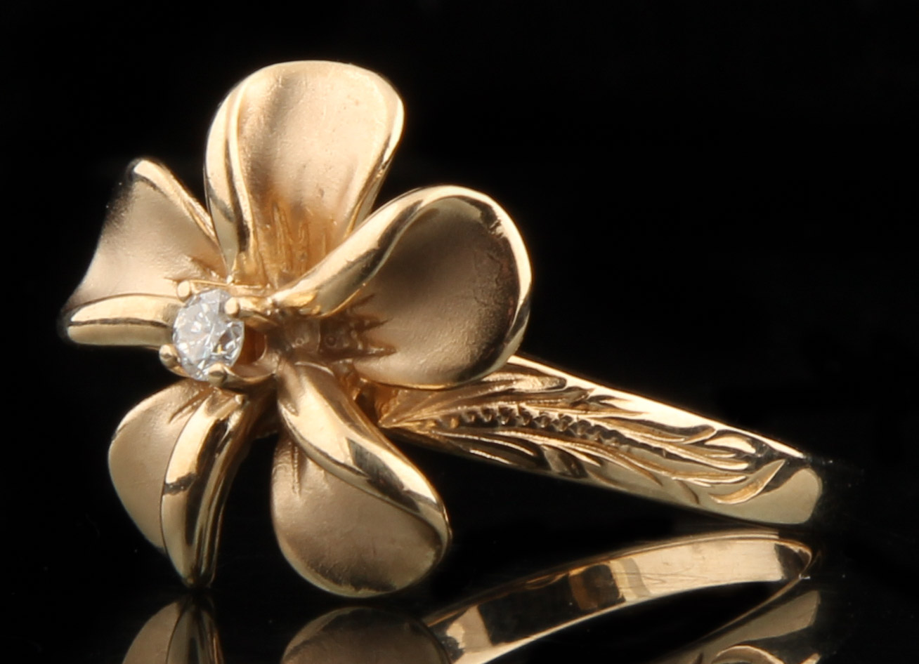 14K Yellow Gold Flower Ring