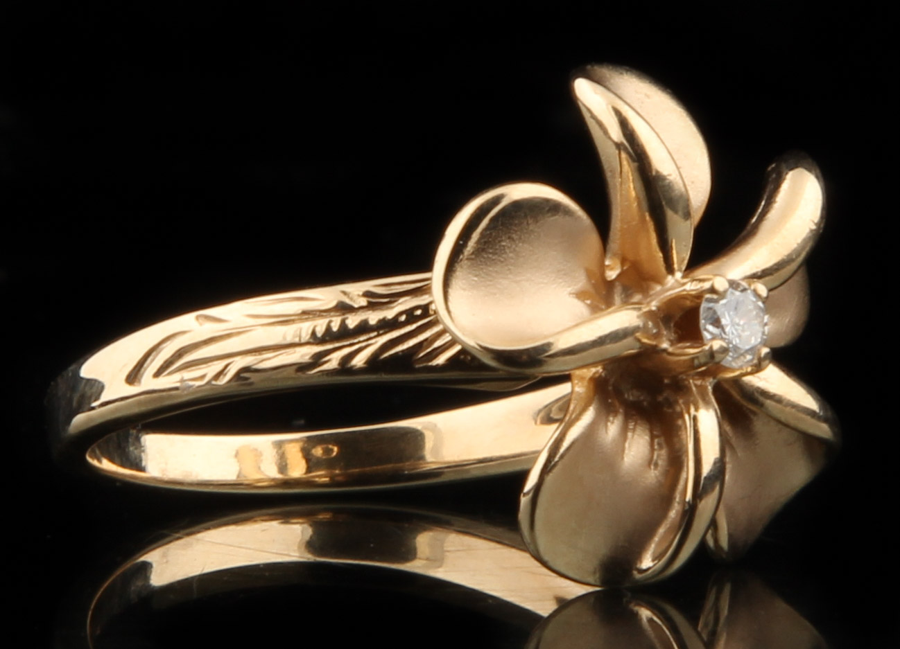 14K Yellow Gold Flower Ring