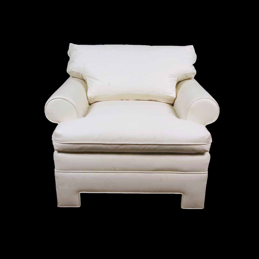Cream Leather Upholstered Club Chair