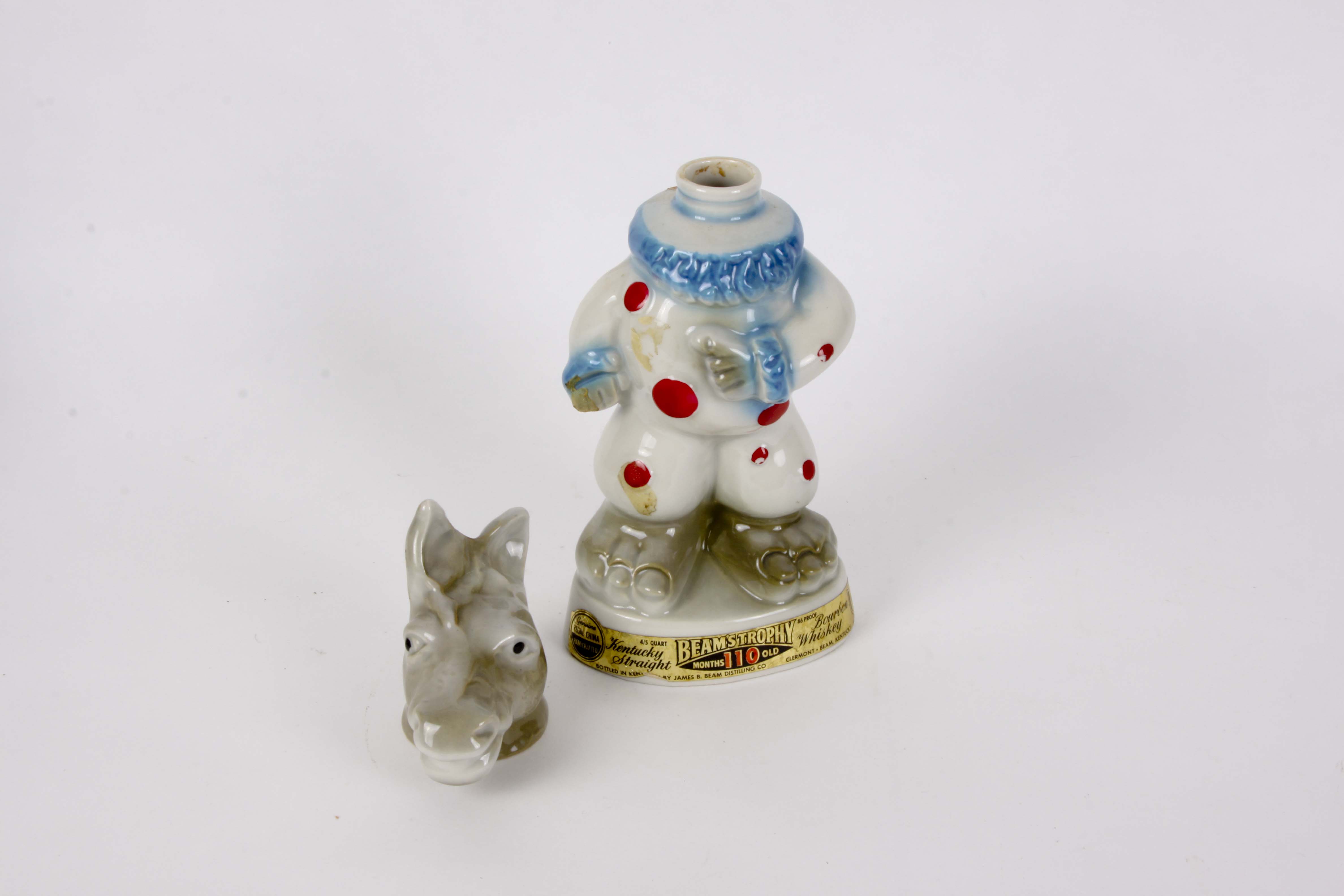 Three Ceramic Animal Whiskey Decanters