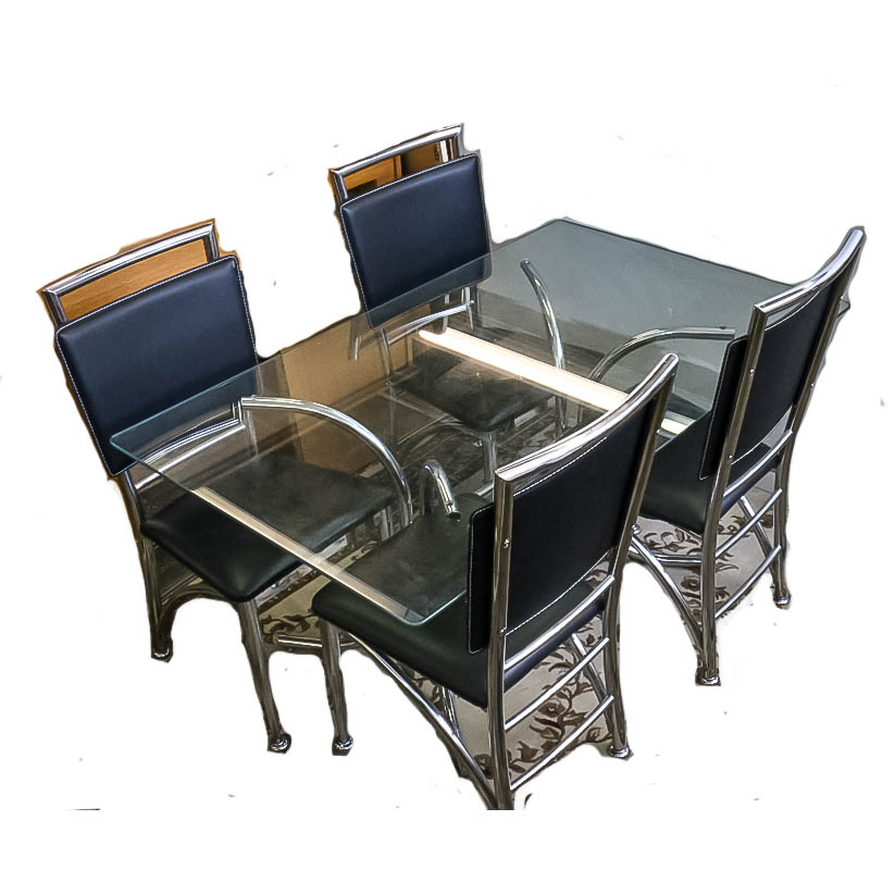 Glass Top Dining Table with Chairs