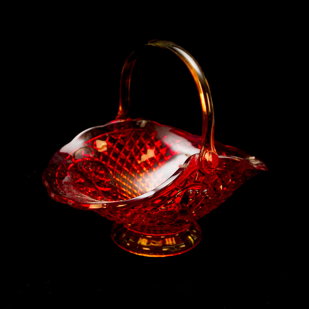 Amberina Depression Glass Basket