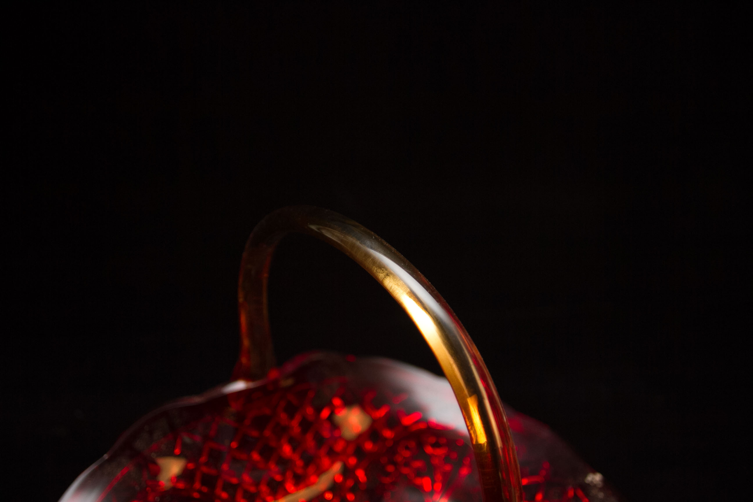 Amberina Depression Glass Basket