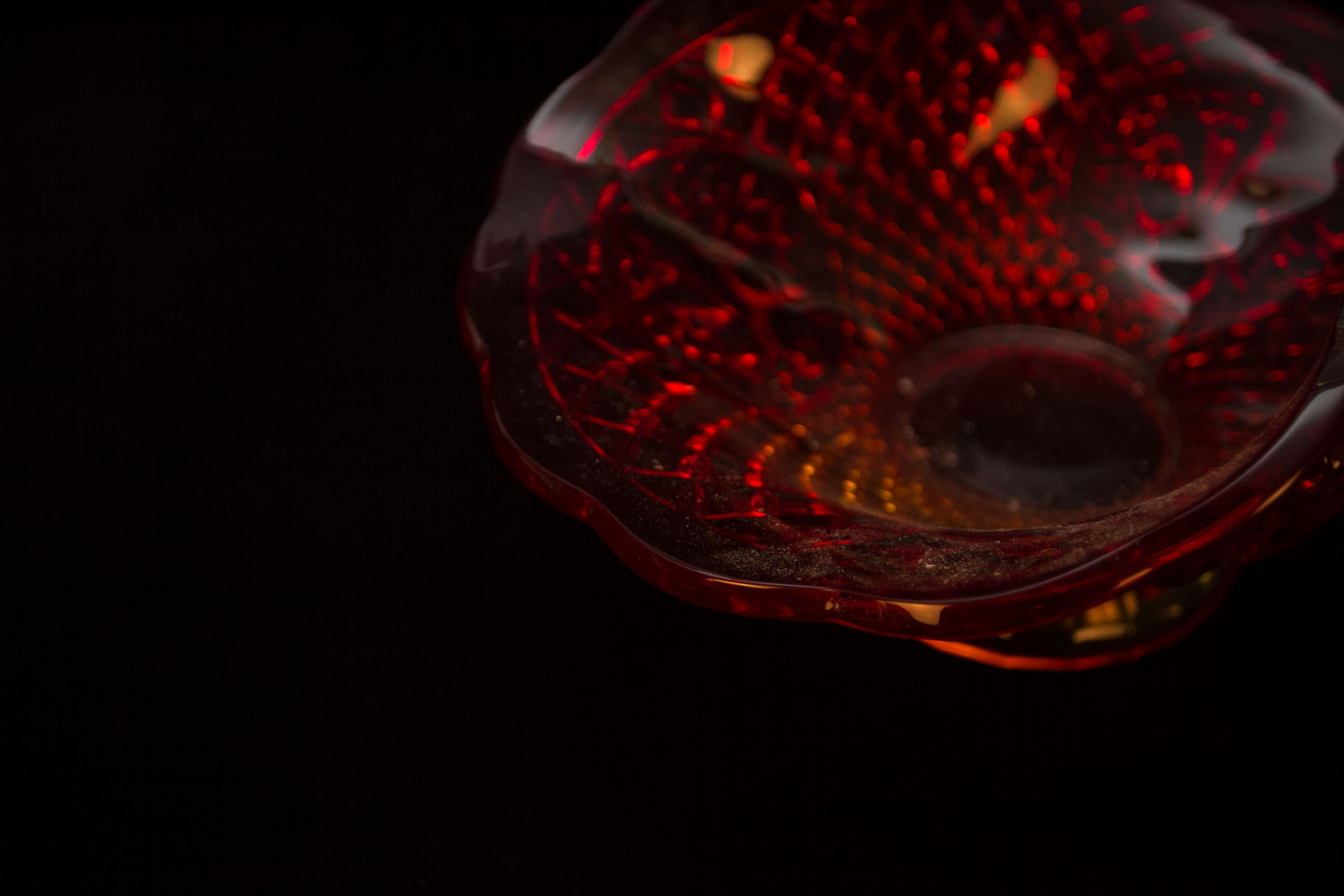 Amberina Depression Glass Basket