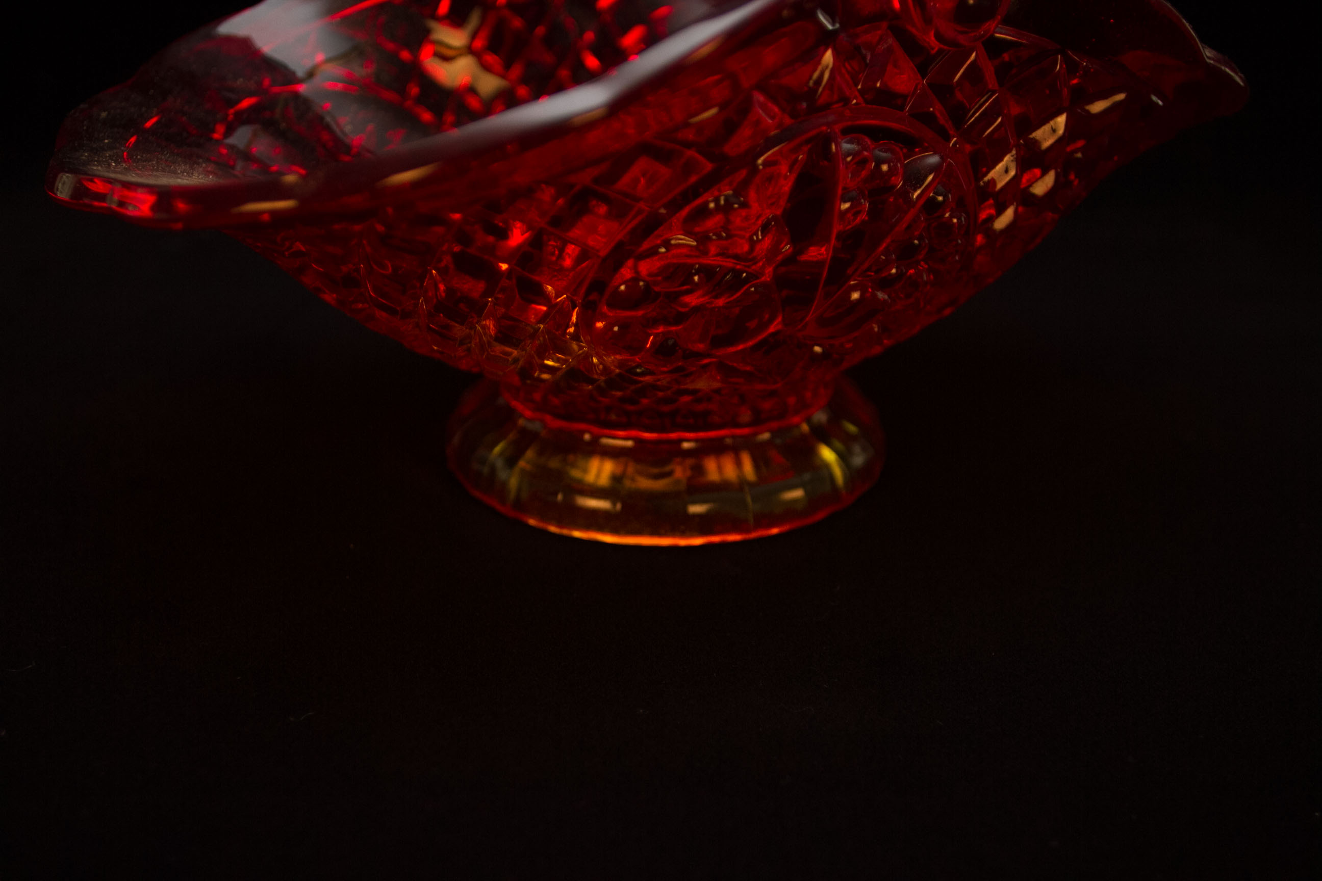 Amberina Depression Glass Basket