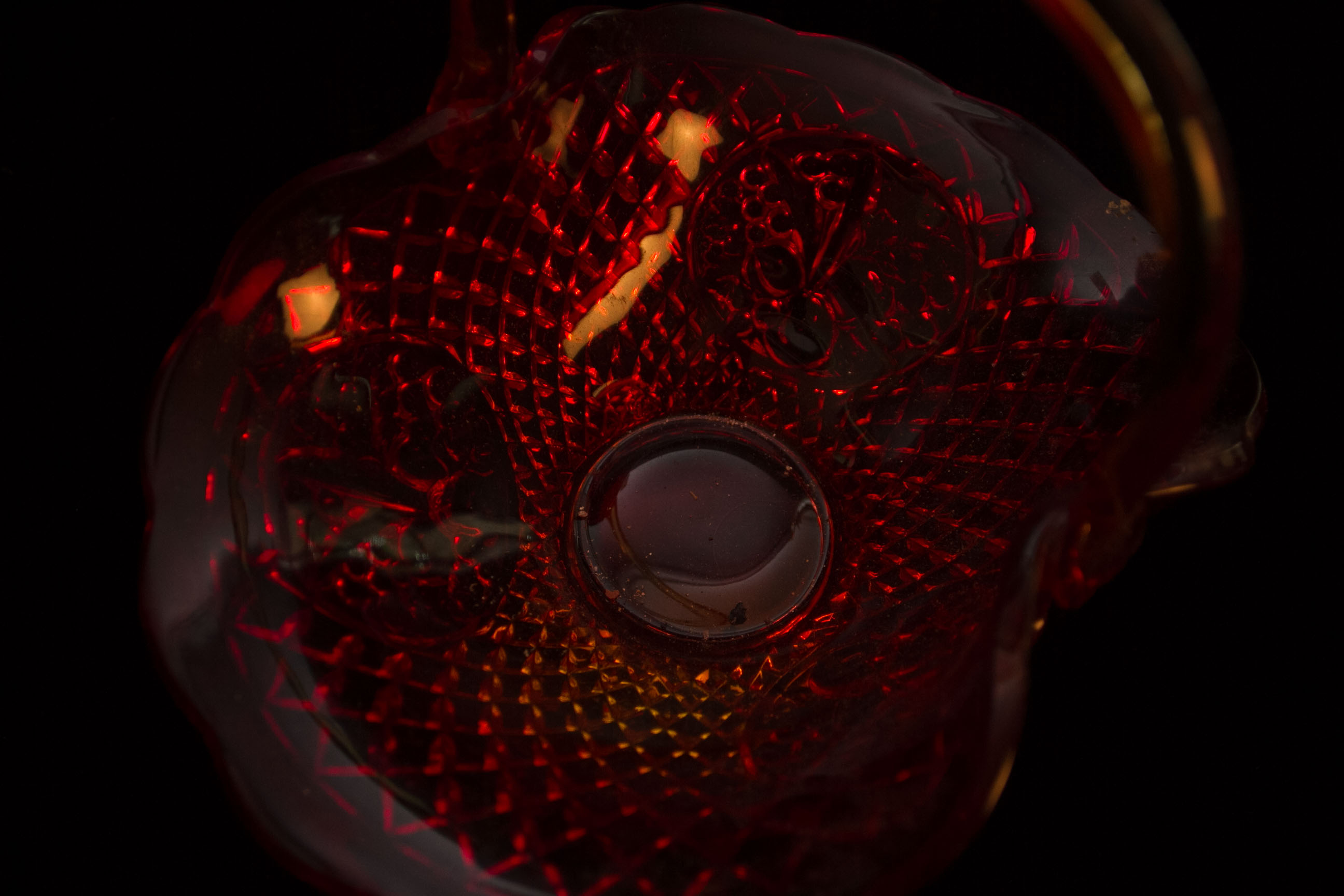 Amberina Depression Glass Basket