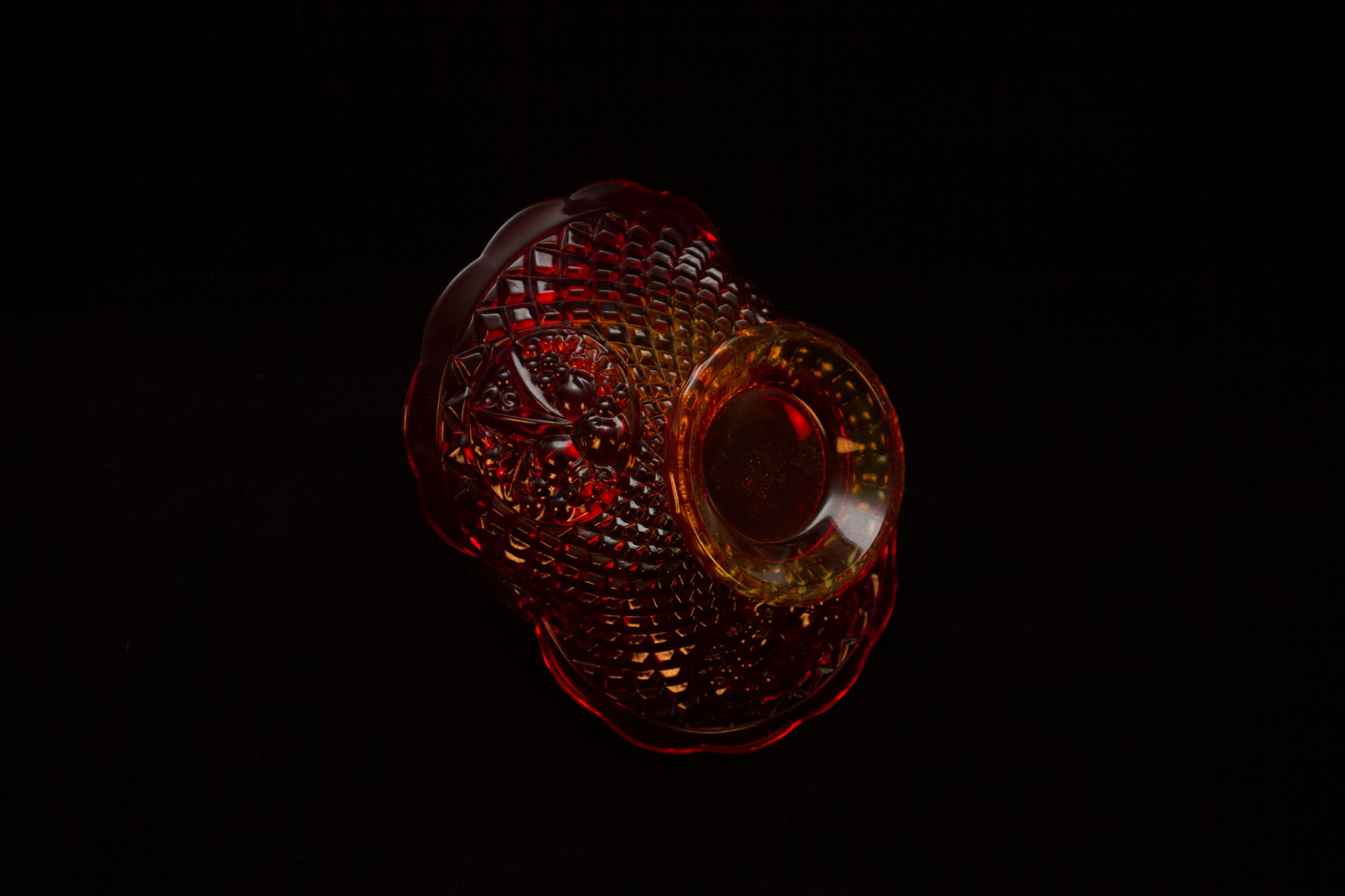 Amberina Depression Glass Basket