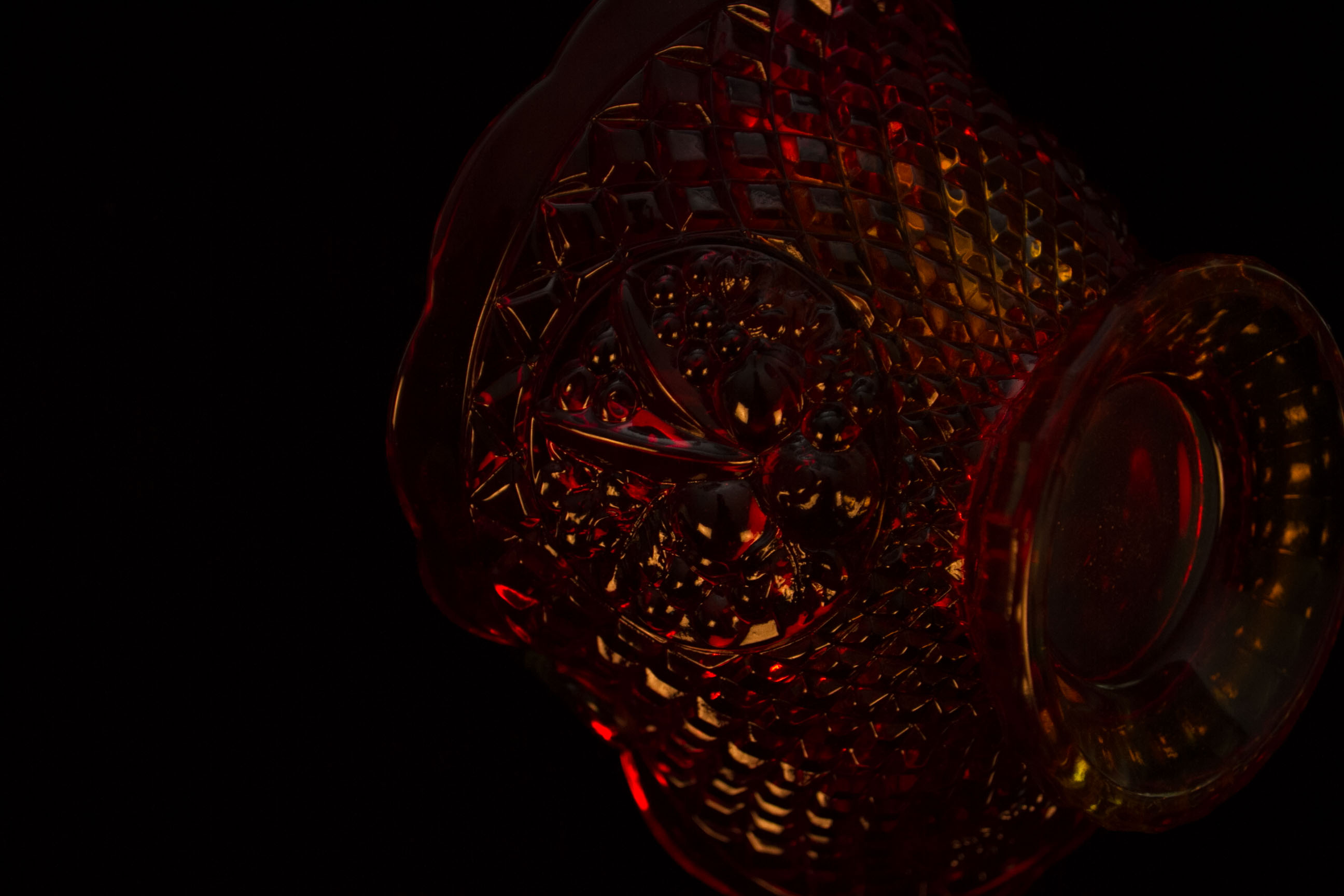 Amberina Depression Glass Basket