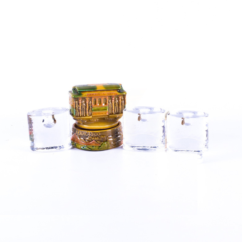 Powell & Hyde Cable Car Music Box with Glass Candlestick Holders