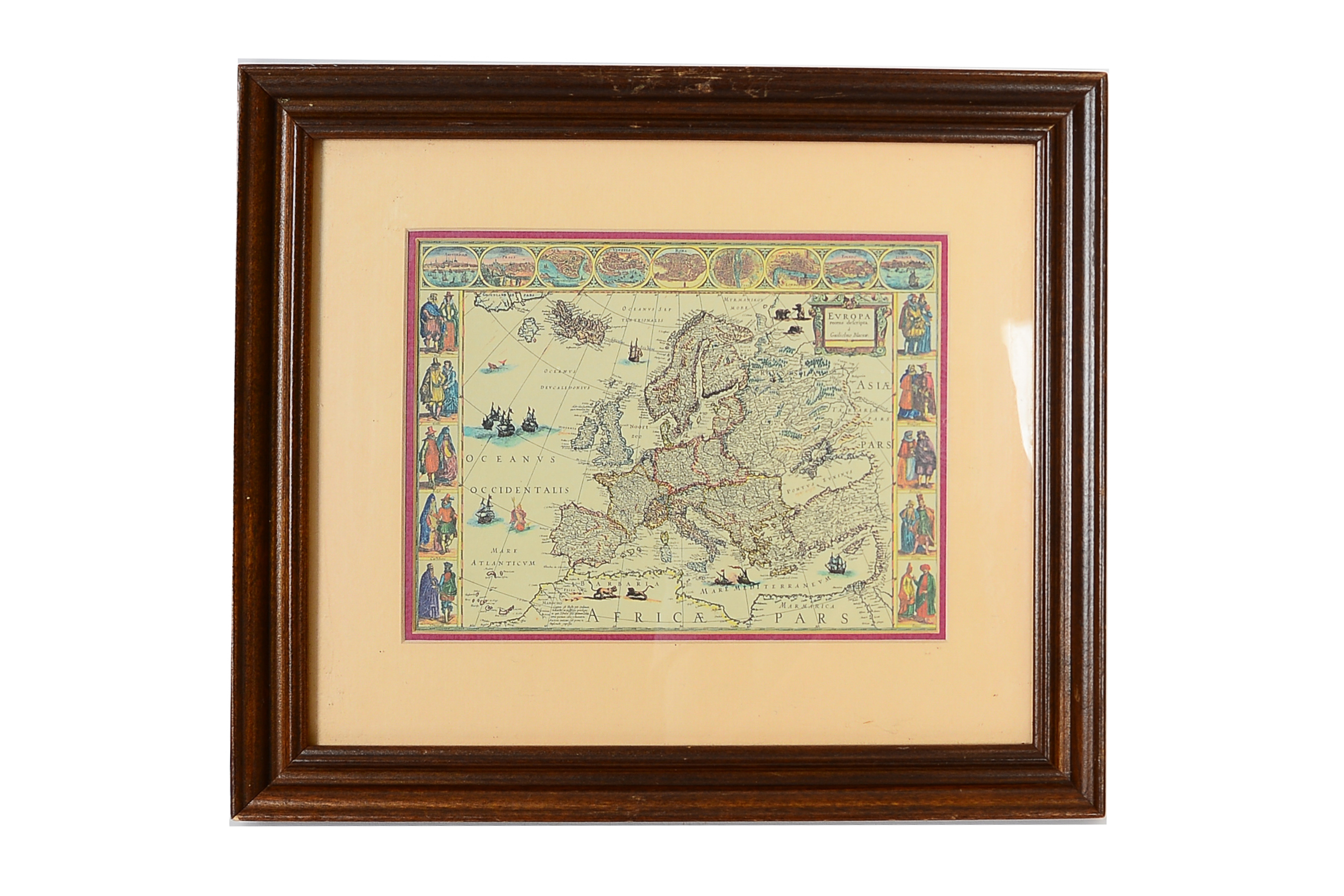 Pair of Vintage Inspired Framed Map Prints