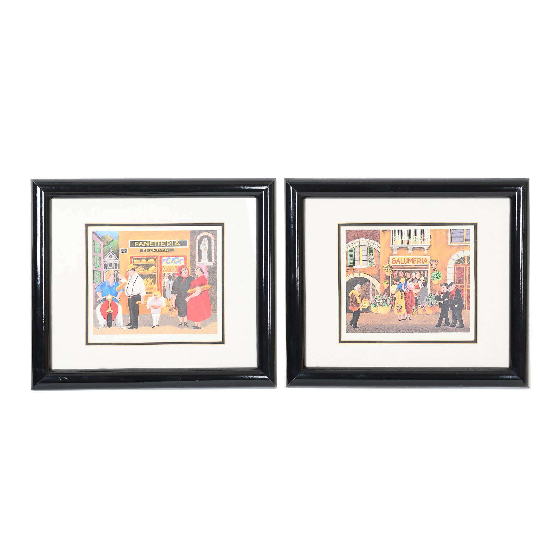 Pair of Framed Italian Street Prints