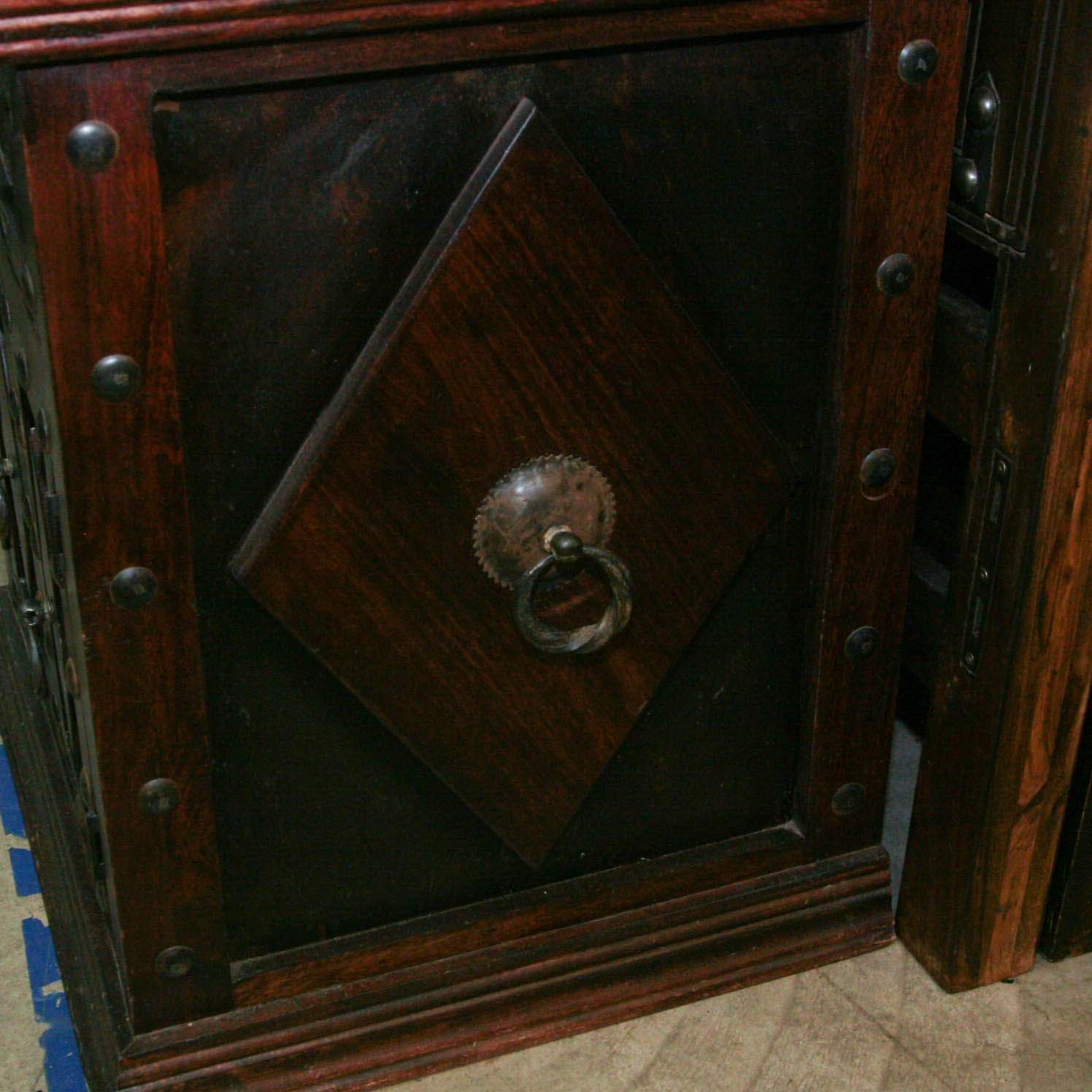 Pair of Dark Wood Studded Nightstands