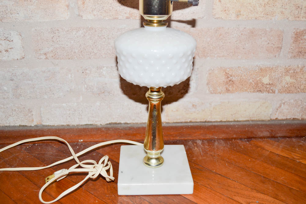 Milk Glass White Table Lamp