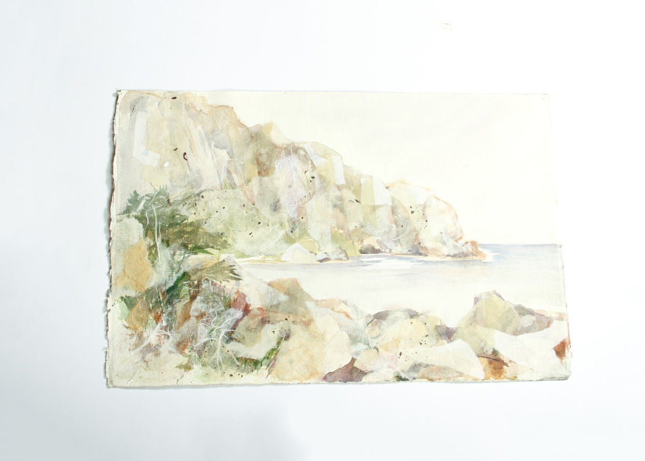Cove Landscape Gesso Collage