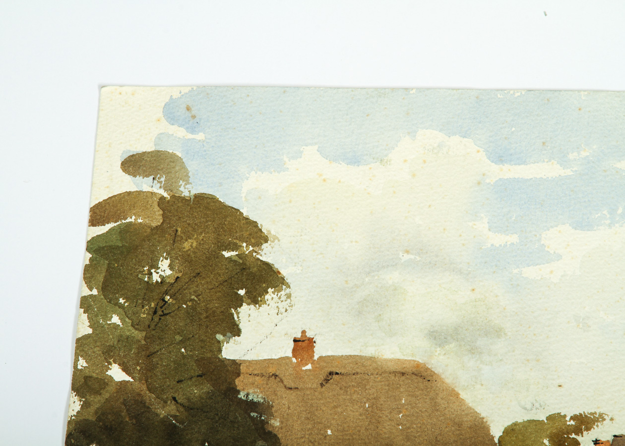 Town Street View Watercolor