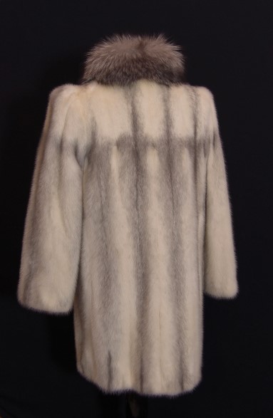 Kotsovos Sapphire Cross Mink and Silver Blue Fox Fur Coat