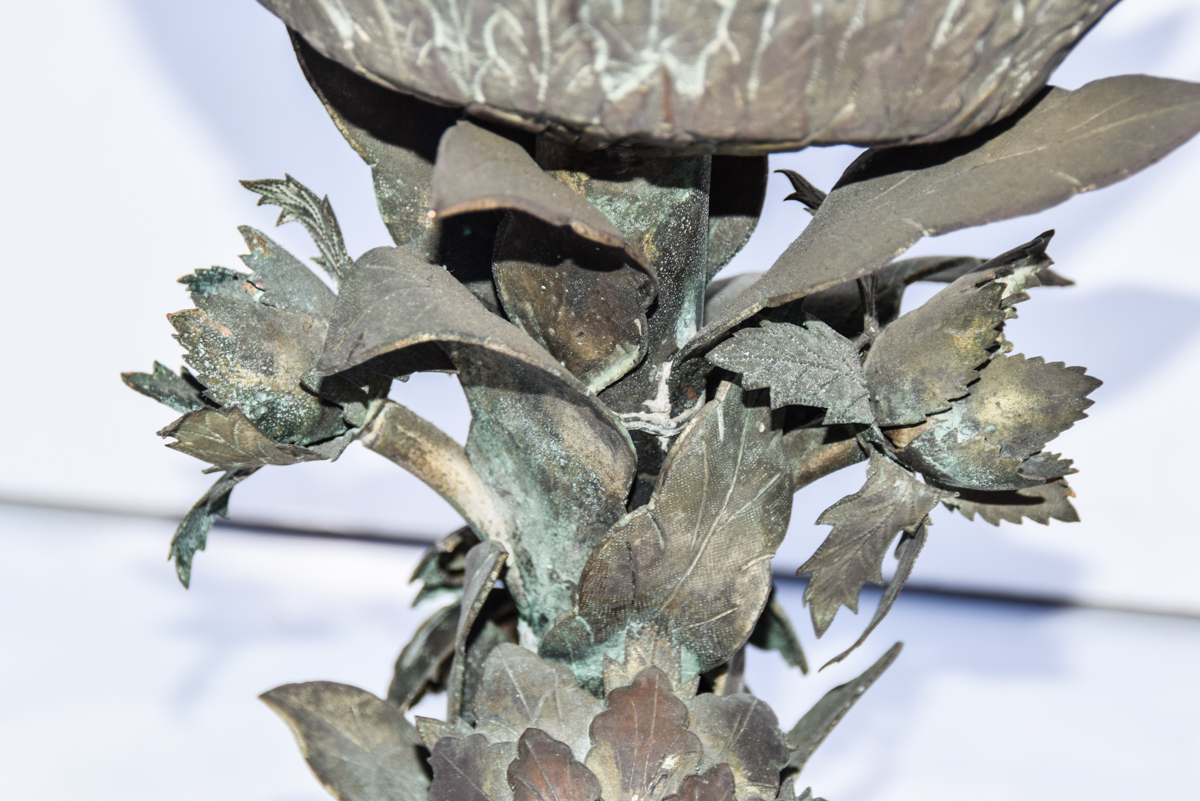 Pair of Bronze Tone Metal Tole Lamps