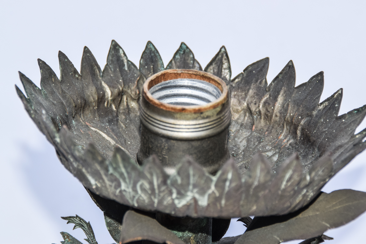 Pair of Bronze Tone Metal Tole Lamps