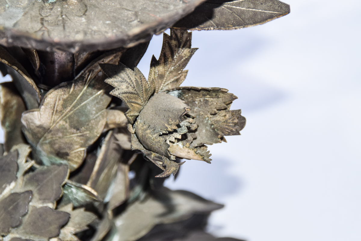 Pair of Bronze Tone Metal Tole Lamps