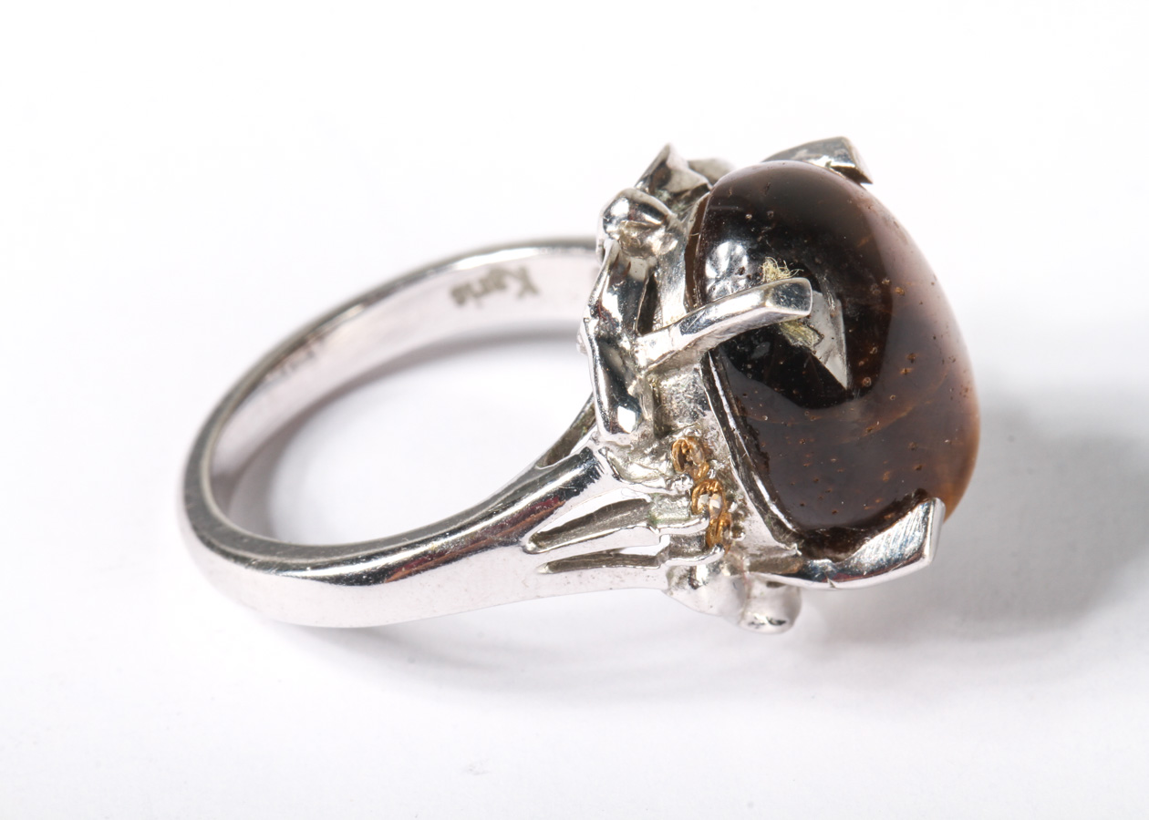 Karis Silver-Tone Tigers Eye Ring