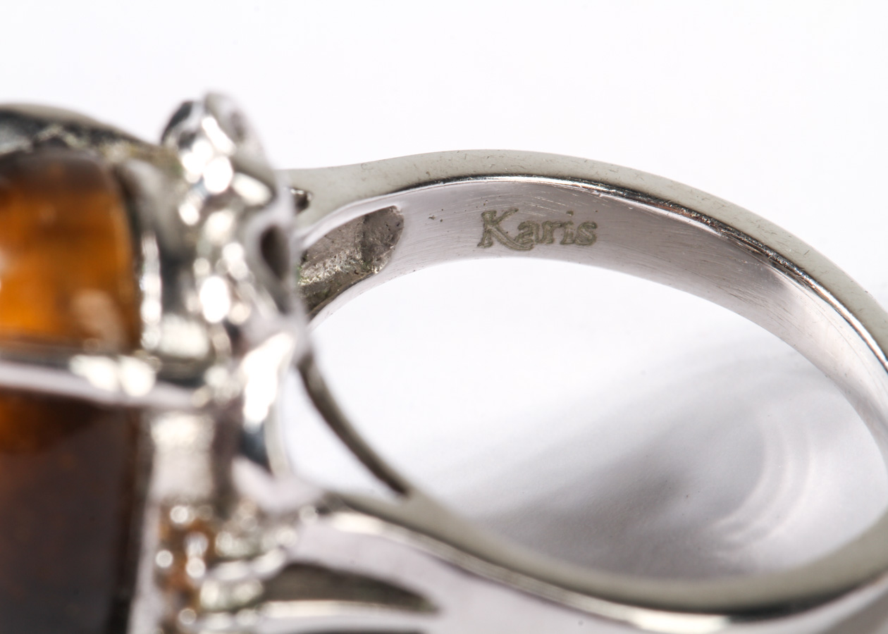 Karis Silver-Tone Tigers Eye Ring