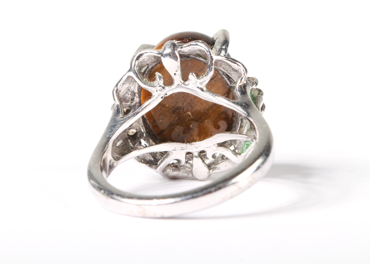 Karis Silver-Tone Tigers Eye Ring