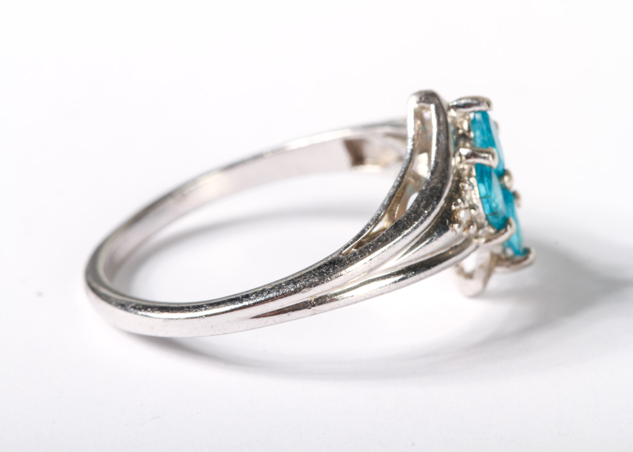 Sterling Silver Ring with Blue Stones