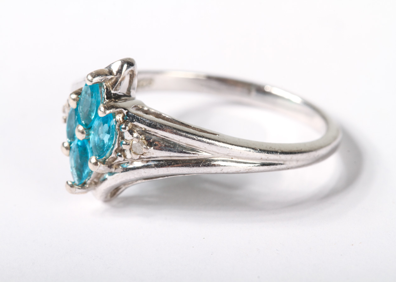 Sterling Silver Ring with Blue Stones