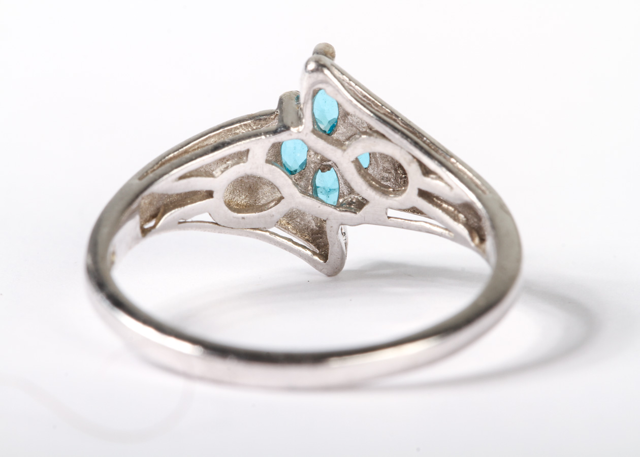 Sterling Silver Ring with Blue Stones