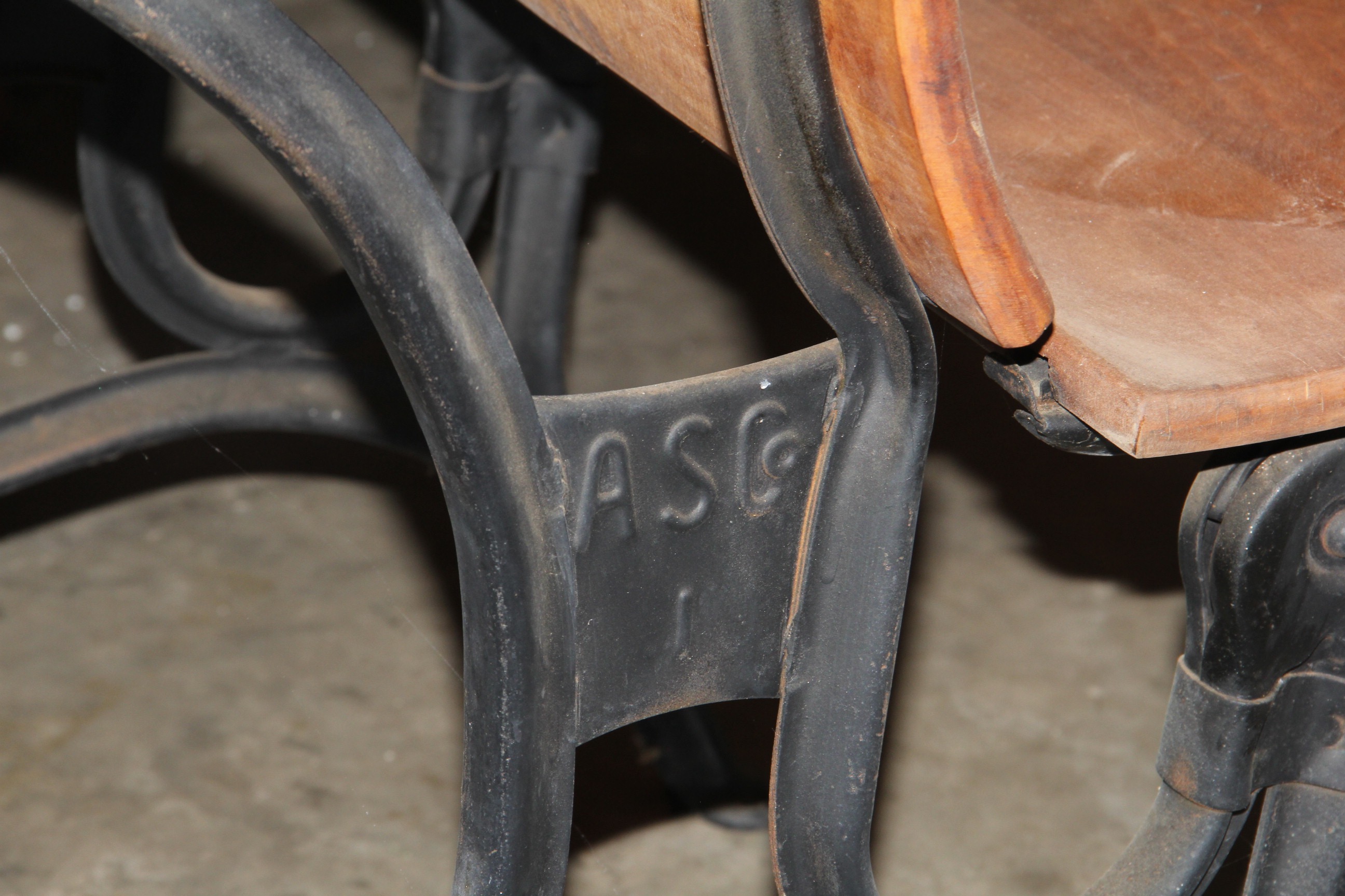 Antique Cast Iron and Wood School Desk