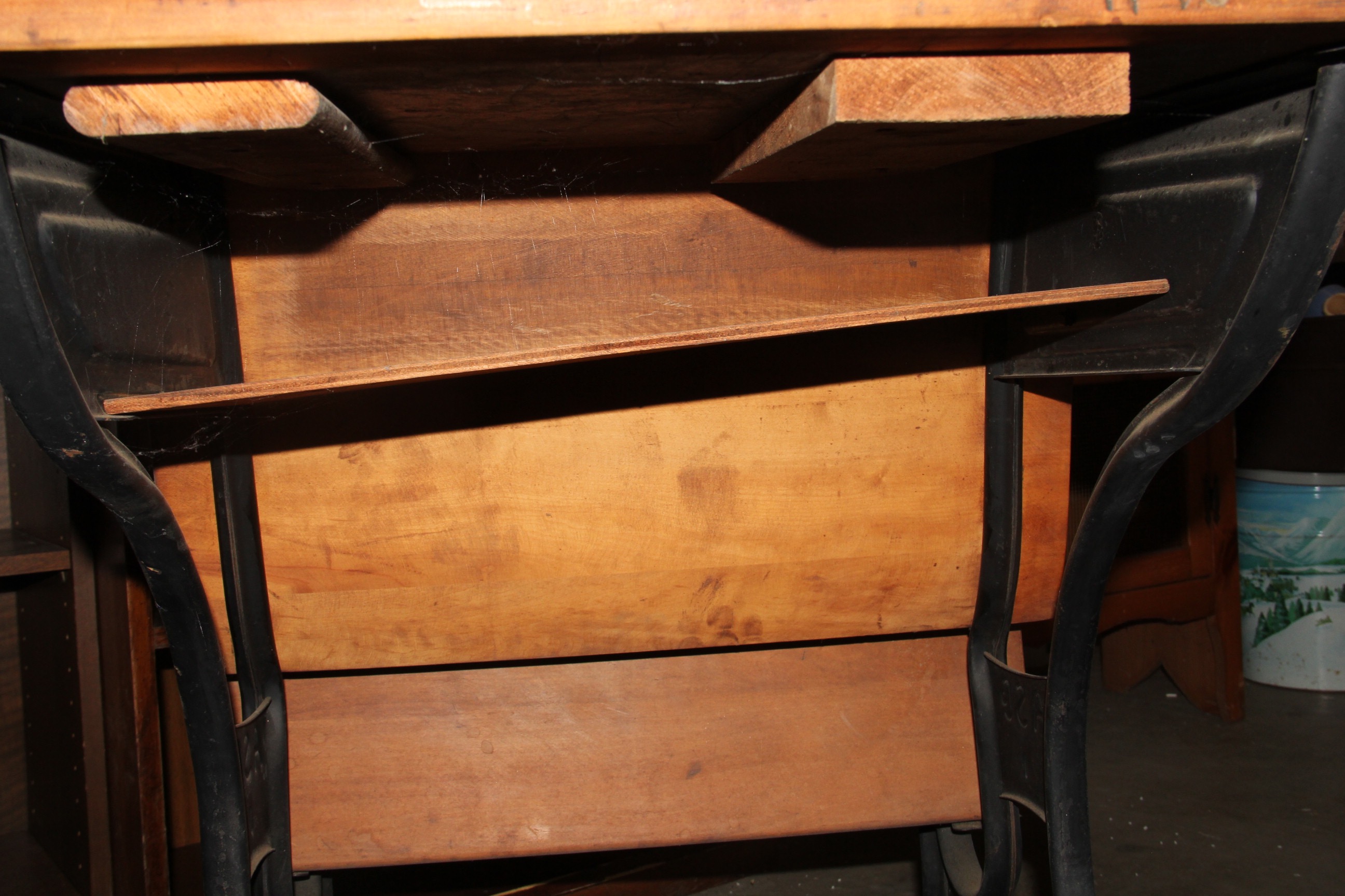 Antique Cast Iron and Wood School Desk