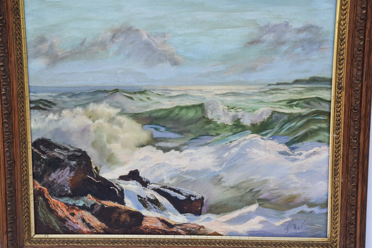 E. Hunt Seascape Oil Painting