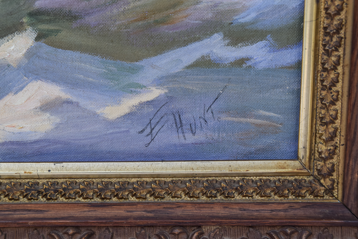 E. Hunt Seascape Oil Painting
