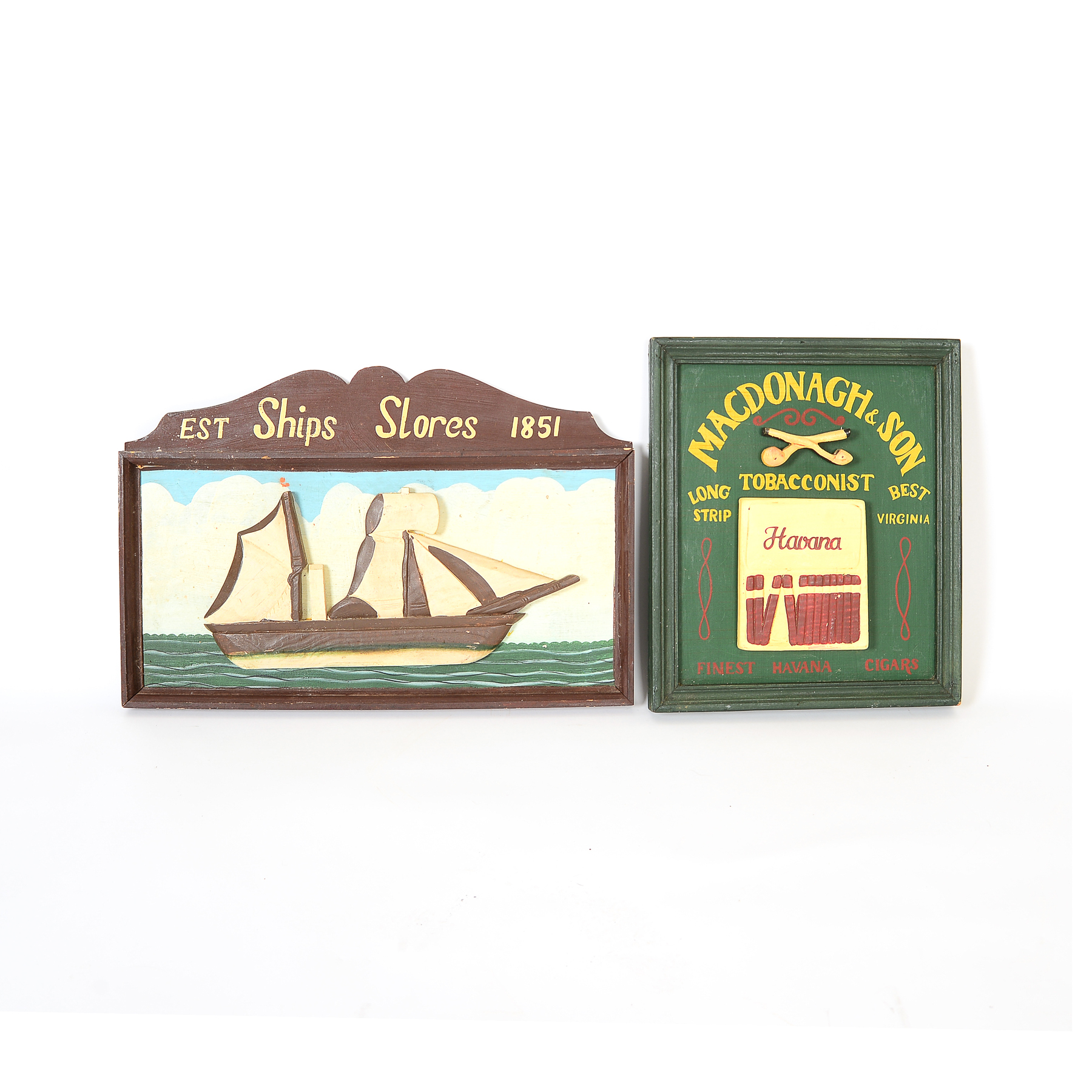 Two Painted Wooden Signs